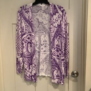 Chico's Purple Paisley Open-Front Cardigan
